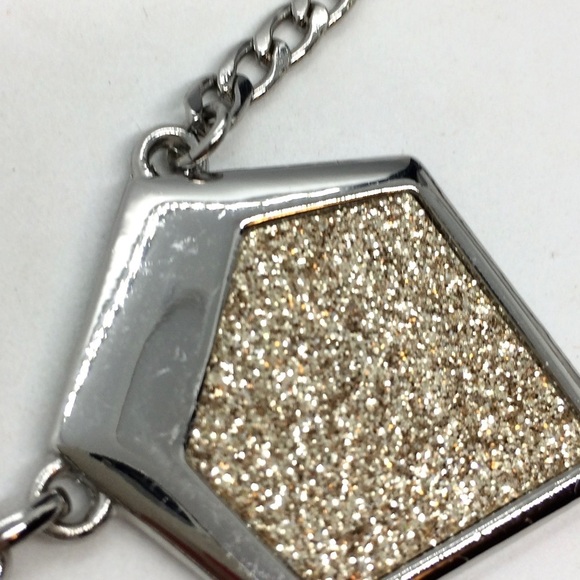 3/$30 EXPRESS GEOMETRIC STATEMENT NECKLACE BIB GOLD SPARKLES SILVER TONE - Picture 10 of 12